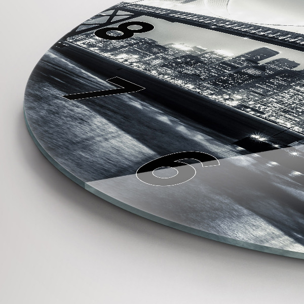 Ceas rotund de perete din sticlă Pod noaptea San Francisco