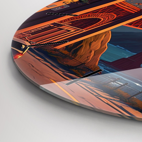 Ceas rotund de perete din sticlă Pod din San Francisco