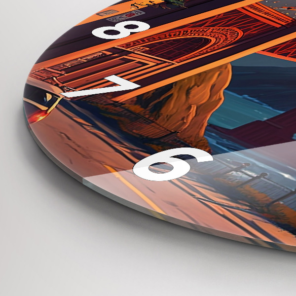 Ceas rotund de perete din sticlă Pod din San Francisco