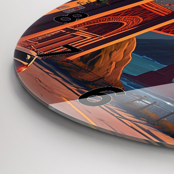 Ceas rotund de perete din sticlă Pod din San Francisco