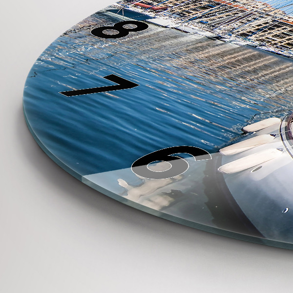 Ceas rotund de perete din sticlă Marina din Marsilia, Franța