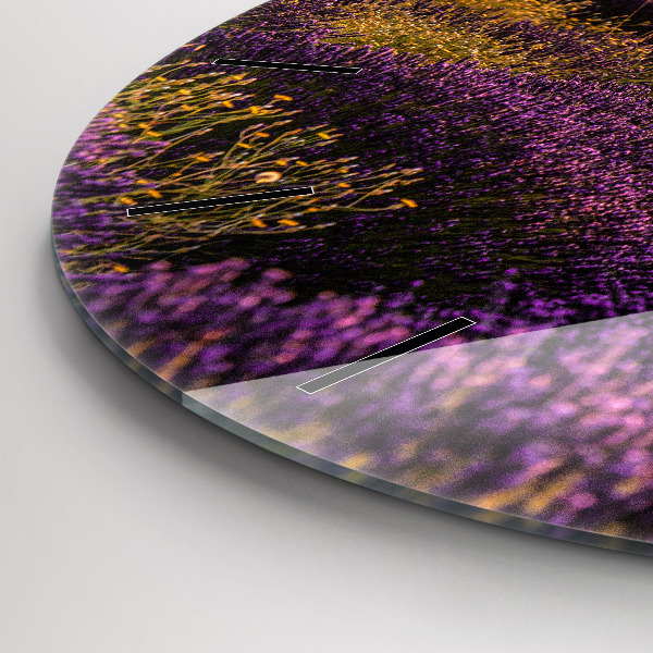 Ceas rotund de perete din sticlă Lunca de lavandă Franța