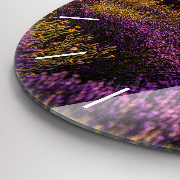 Ceas rotund de perete din sticlă Lunca de lavandă Franța