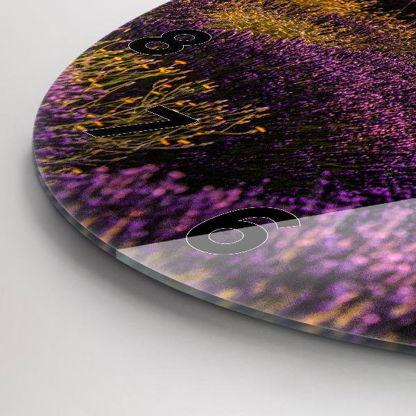 Ceas rotund de perete din sticlă Lunca de lavandă Franța