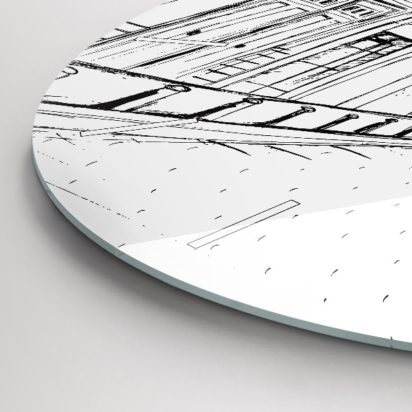 Ceas rotund de perete din sticlă Desen al orașului Provence