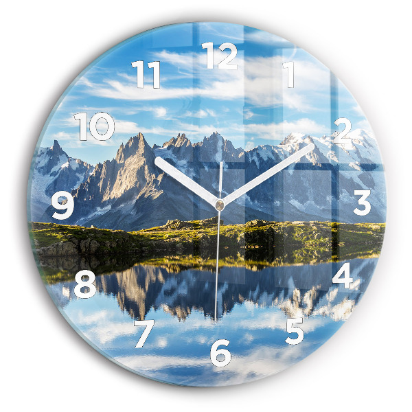 Ceas rotund de perete din sticlă Valea Chamonix, Alpi