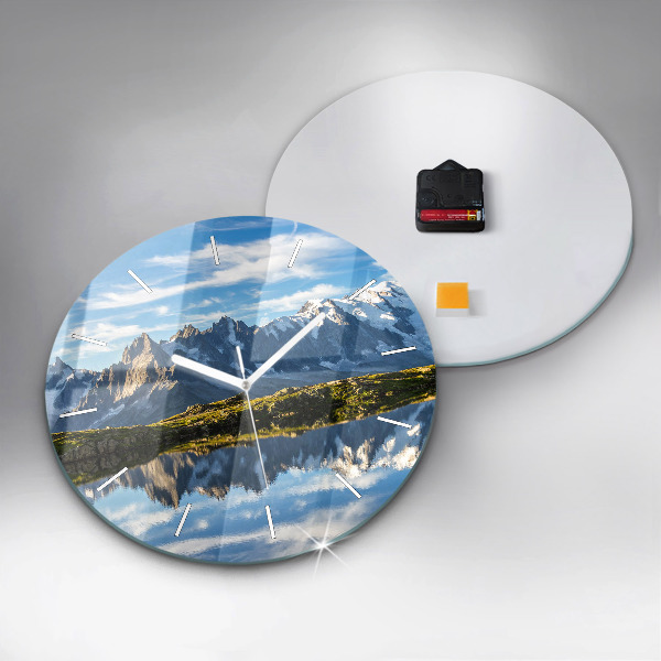 Ceas rotund de perete din sticlă Valea Chamonix, Alpi