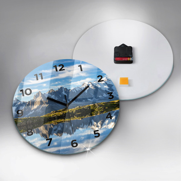 Ceas rotund de perete din sticlă Valea Chamonix, Alpi