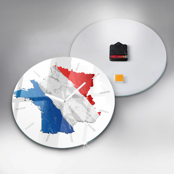 Ceas rotund de perete din sticlă Steagul Franței