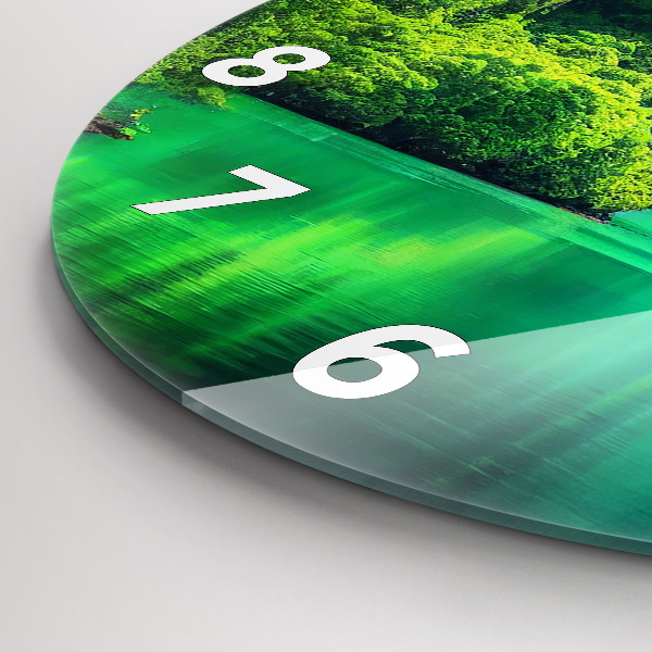 Ceas rotund de perete din sticlă Peisaj natural din Thailanda