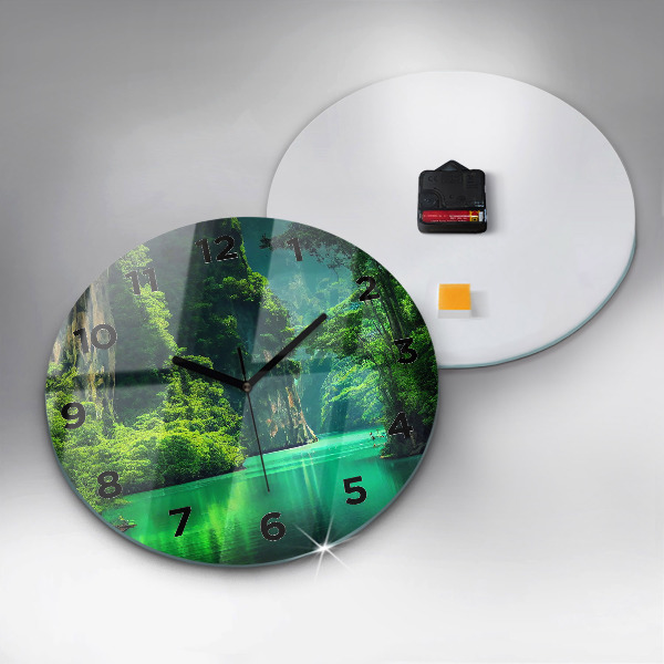 Ceas rotund de perete din sticlă Peisaj natural din Thailanda