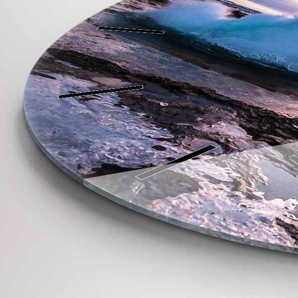 Ceas rotund de perete din sticlă Gheizerul de pe insula Islanda