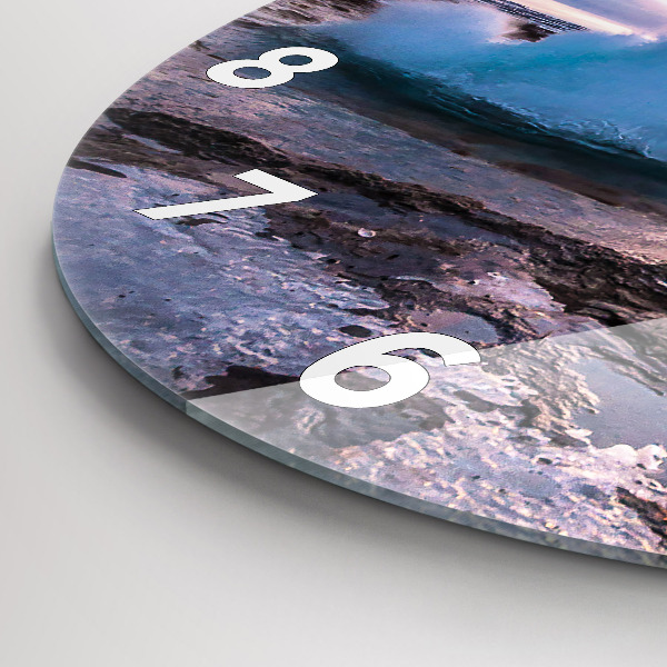 Ceas rotund de perete din sticlă Gheizerul de pe insula Islanda