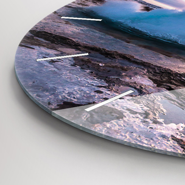 Ceas rotund de perete din sticlă Gheizerul de pe insula Islanda