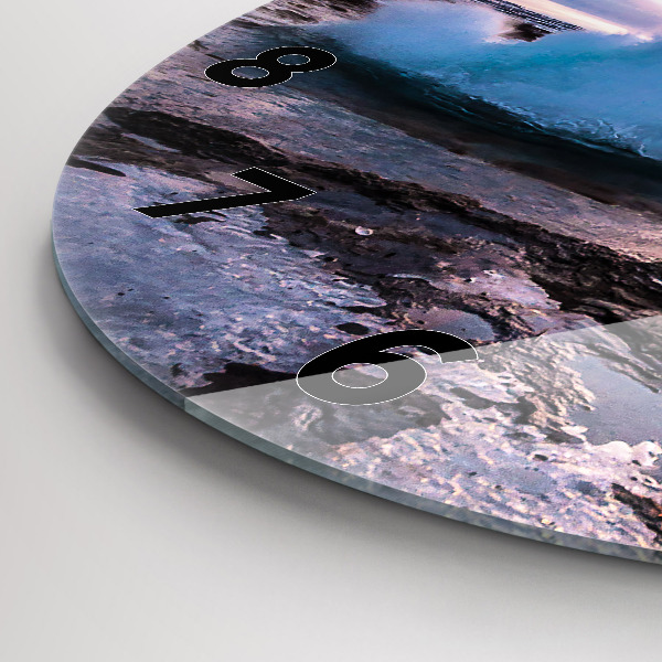 Ceas rotund de perete din sticlă Gheizerul de pe insula Islanda