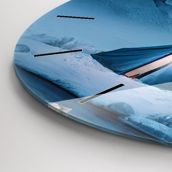 Ceas rotund de perete din sticlă Cort în munții Islandei