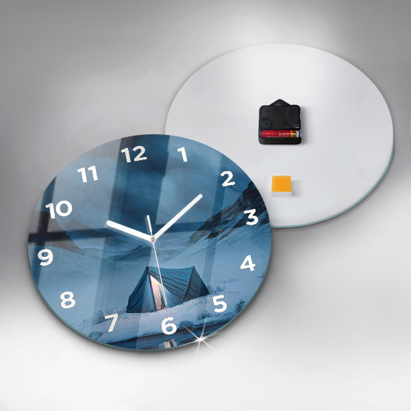Ceas rotund de perete din sticlă Cort în munții Islandei
