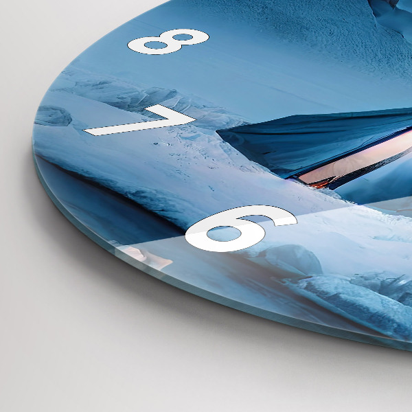 Ceas rotund de perete din sticlă Cort în munții Islandei