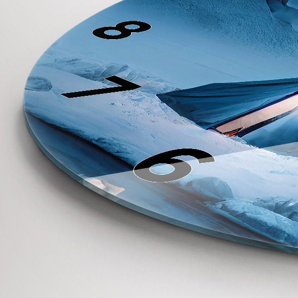 Ceas rotund de perete din sticlă Cort în munții Islandei