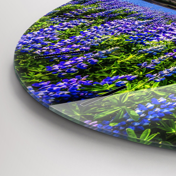 Ceas rotund de perete din sticlă Vedere asupra munților din Islanda