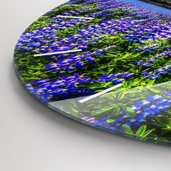 Ceas rotund de perete din sticlă Vedere asupra munților din Islanda