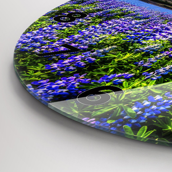 Ceas rotund de perete din sticlă Vedere asupra munților din Islanda