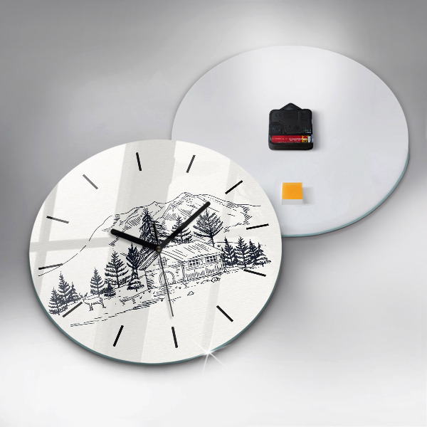 Ceas rotund de perete din sticlă Oraș de desene animate