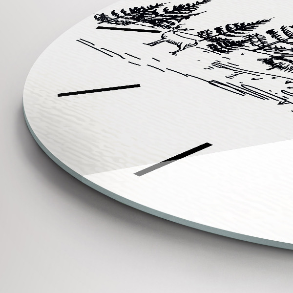 Ceas rotund de perete din sticlă Oraș de desene animate