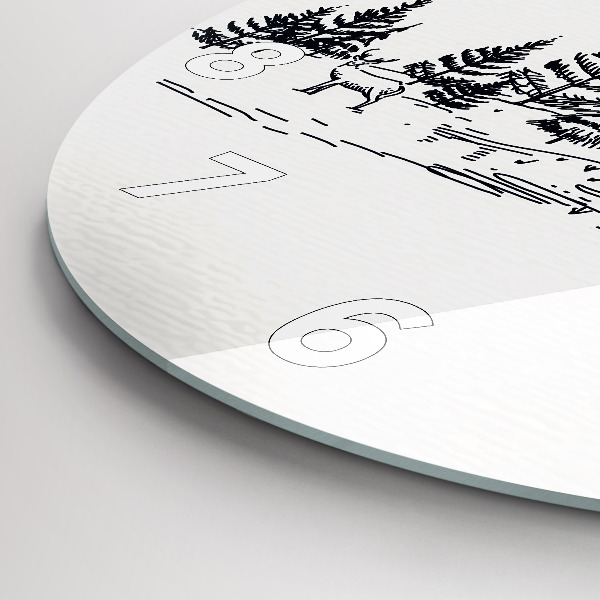 Ceas rotund de perete din sticlă Oraș de desene animate