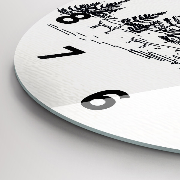 Ceas rotund de perete din sticlă Oraș de desene animate