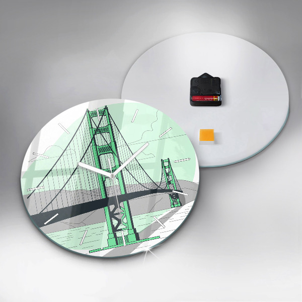 Ceas rotund de perete din sticlă Podul Verde