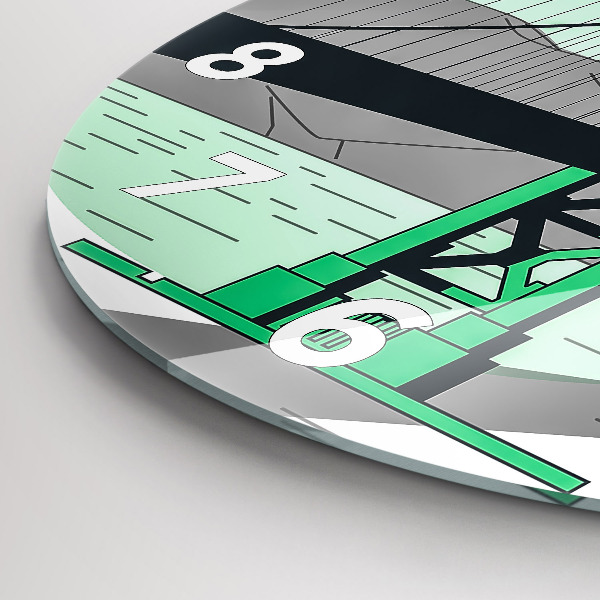 Ceas rotund de perete din sticlă Podul Verde