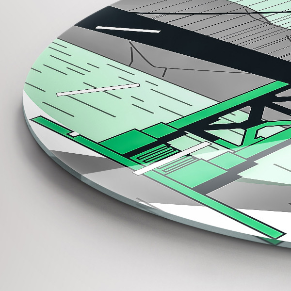 Ceas rotund de perete din sticlă Podul Verde