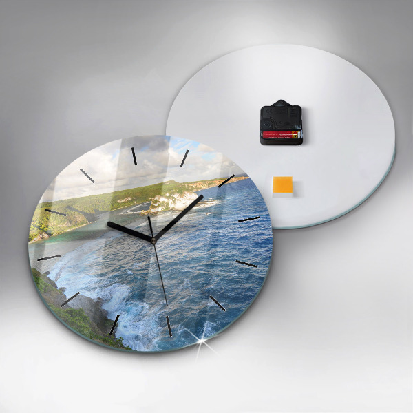 Ceas rotund de perete din sticlă Coasta Oceanului