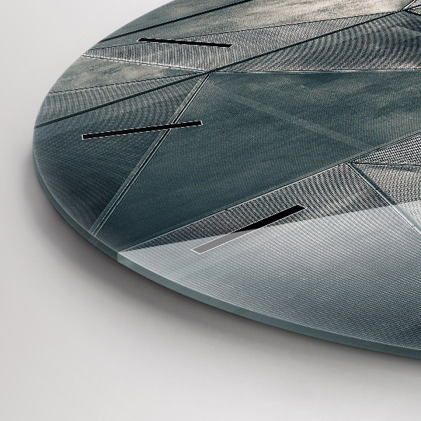 Ceas rotund de perete din sticlă Triunghiuri abstracte metalice
