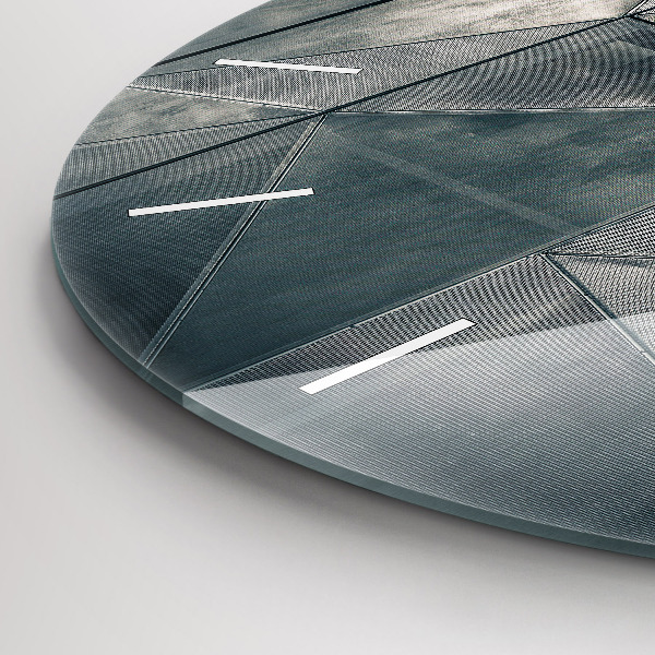 Ceas rotund de perete din sticlă Triunghiuri abstracte metalice