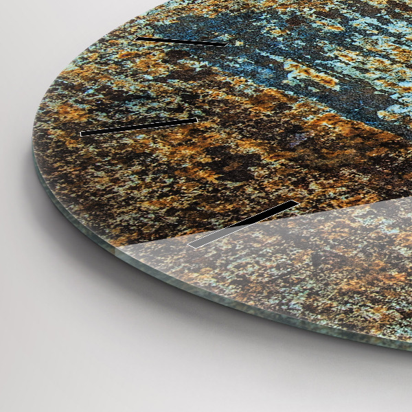 Ceas rotund de perete din sticlă Textura metalică veche