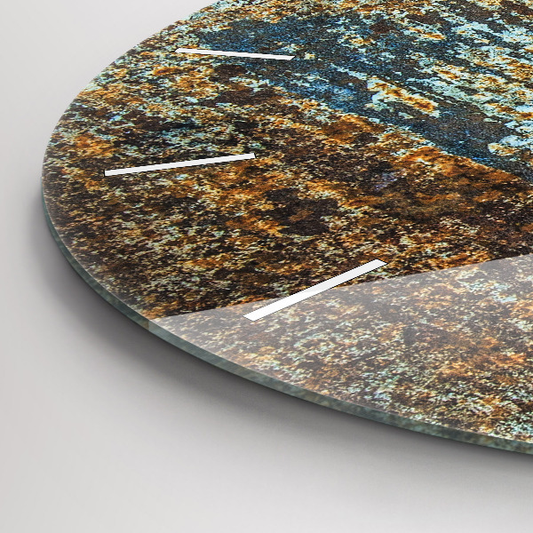 Ceas rotund de perete din sticlă Textura metalică veche