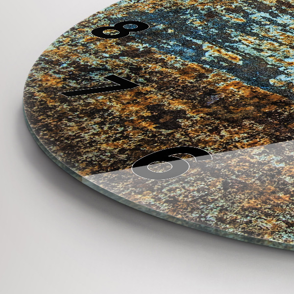 Ceas rotund de perete din sticlă Textura metalică veche