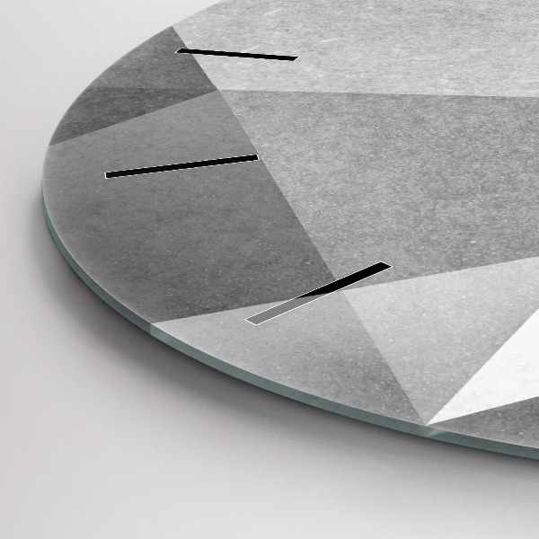 Ceas rotund de perete din sticlă Abstracție geometrică gri