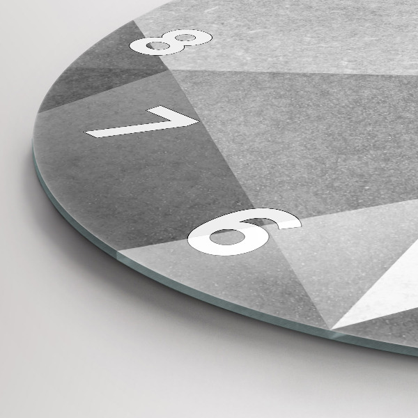 Ceas rotund de perete din sticlă Abstracție geometrică gri