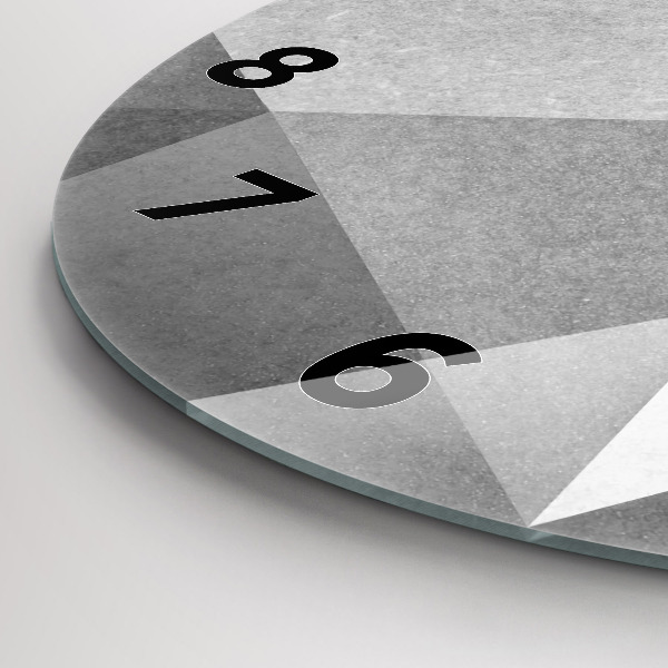 Ceas rotund de perete din sticlă Abstracție geometrică gri