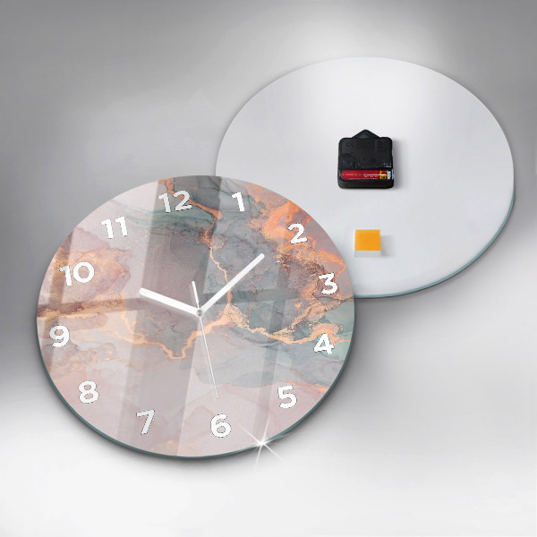 Ceas rotund de perete din sticlă Textura marmură