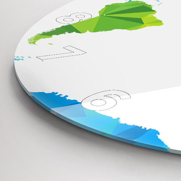 Ceas rotund de perete din sticlă Harta lumii abstracte