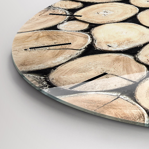 Ceas rotund de perete din sticlă Tăiați cioturile de copac