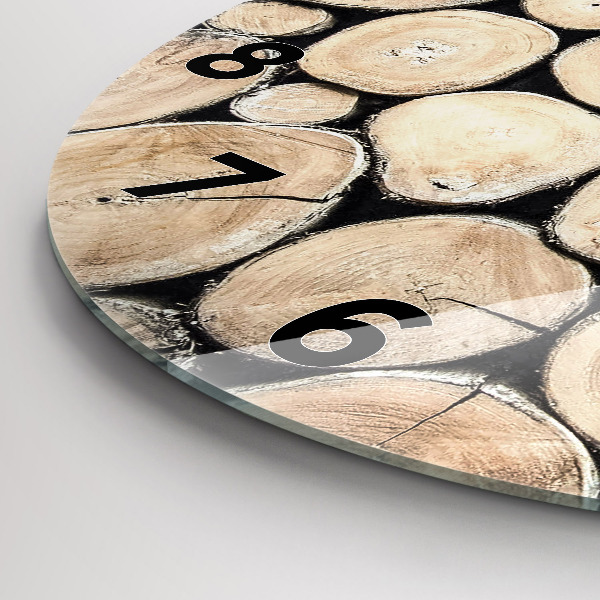 Ceas rotund de perete din sticlă Tăiați cioturile de copac