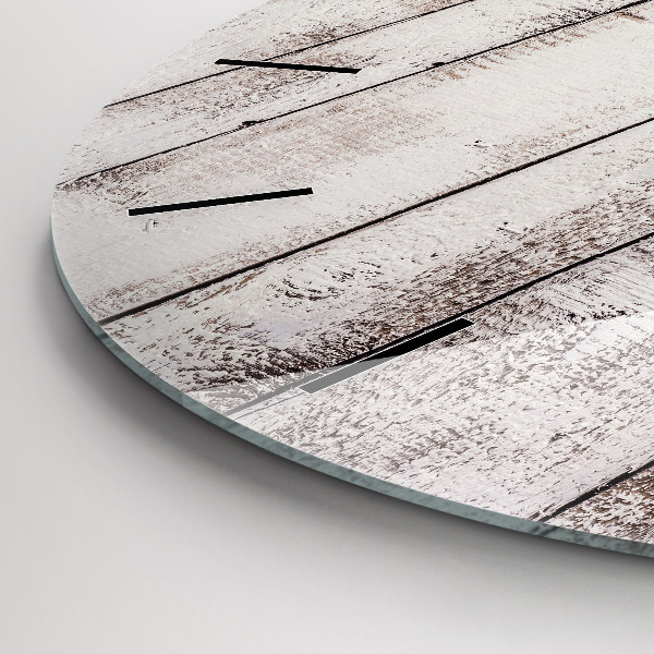 Ceas rotund de perete din sticlă Scânduri din lemn strălucitor