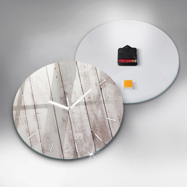 Ceas rotund de perete din sticlă Scânduri din lemn strălucitor