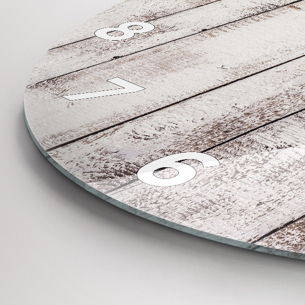 Ceas rotund de perete din sticlă Scânduri din lemn strălucitor