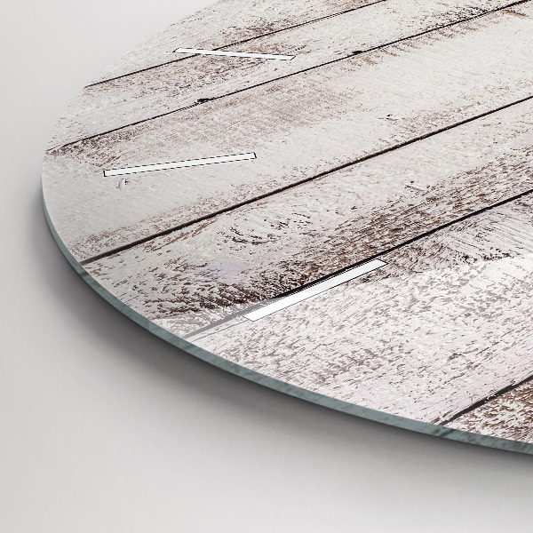 Ceas rotund de perete din sticlă Scânduri din lemn strălucitor